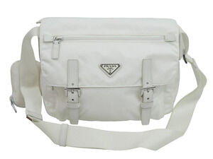 Prada shoulder bag white buckle closures